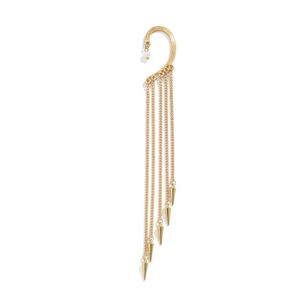Personalized Fashion Diamond Fringed Chain Ear Hanging, Metal Rhombus Sequined Rivet Ear Bone Clip