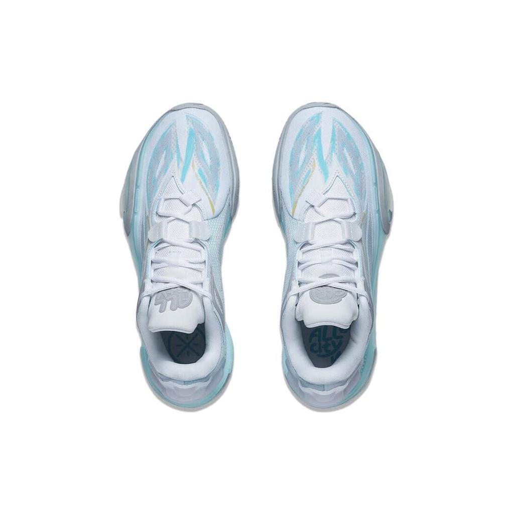 Li Ning All City 11 V2 Dämpfung, abriebfeste Basketballschuhe für Herren, niedrig geschnitten, blau-weiß, ABAT053-4
