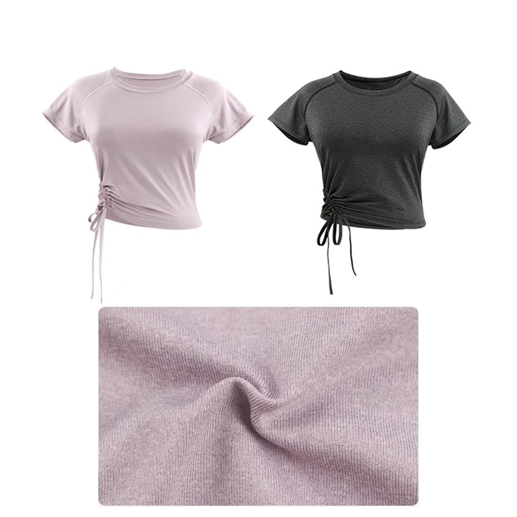 Ballet Short Sleeve Short Tops for Women Practice Wear Stretch Blouse Adjustable Gathers Classical Dance Ballroom Dance Dance Top Dance Costume Yoga