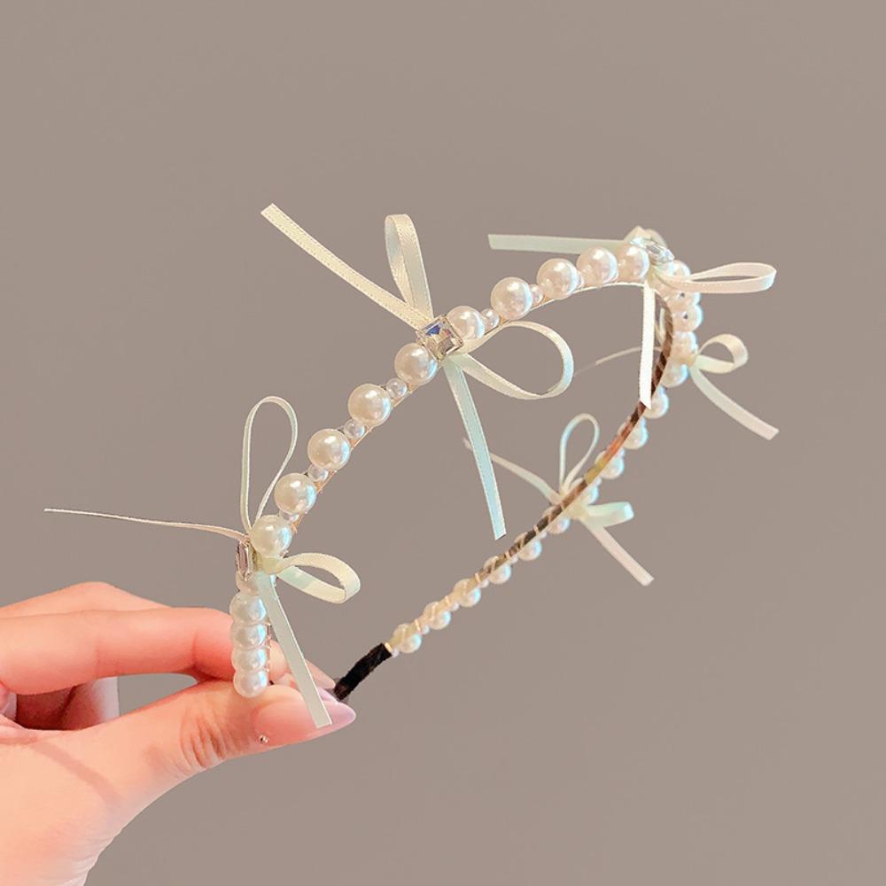 

White Pearl Bow Hairbands Cute Children Headband Elegant Princess Hair Hoop for Kids Style 5