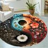 1pc Home Carpet Yin Yang Floral Design Non-slip Rug for Office Decor and Living Room Gift Ideas