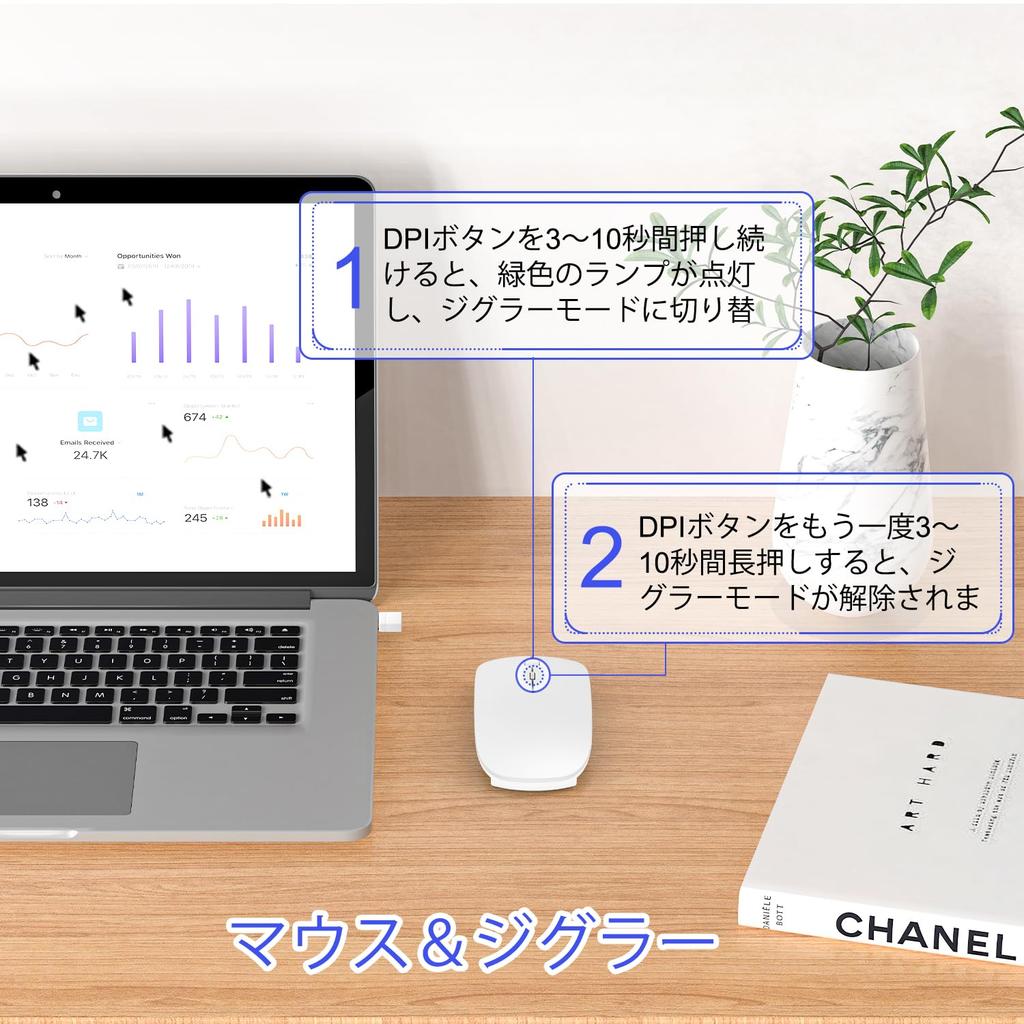 Wireless Bluetooth Charging High High Compatible with Mouse, 5.2/3.0+2.4GHz, USB-A & USB-C, Slim, Quiet, Compact, Type-C Port, Built-in Jiggler, 3DPI,
