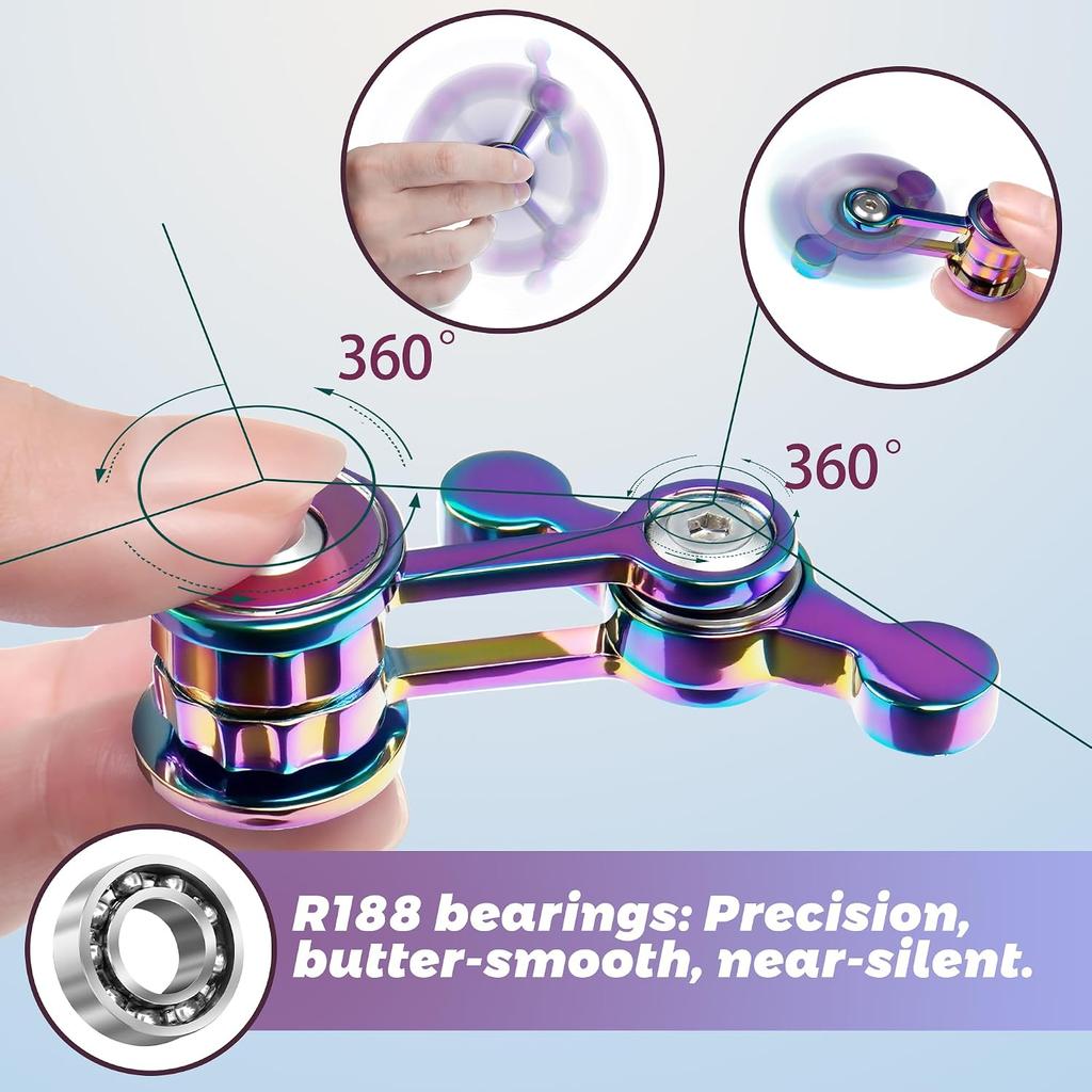 Fidget Spinner Toys for Adults Teen Boy, Metal Silent Figette Office Desk Toy Quiet Cool Gadgets Stuff Gifts for Teen Kid Anxiety Stress Relief