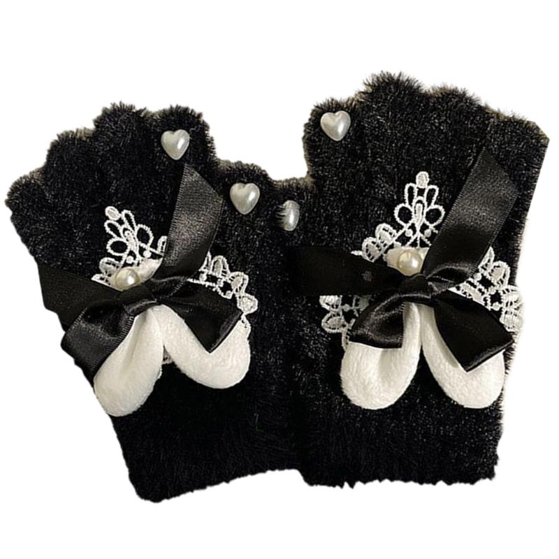 Full Finger Mittens Knitted Keep Warm Gloves Christmas Presents for Women Teens