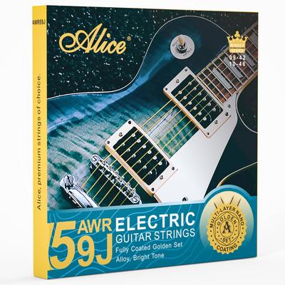 Alice Electric Guitar Concert Gold with Light AWR59J-L Strings, High-End Strings, Nickel-Plated Nano-Coating, (10-46)