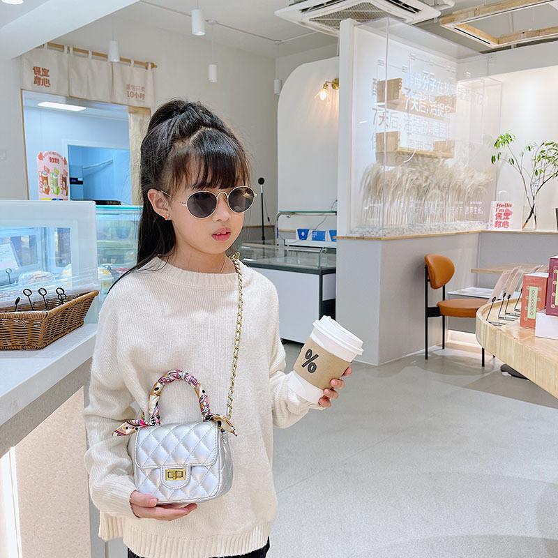 Stylish Mini Pu Leather Children's Crossbody Bag For Girls With Chain Strap And Chic Design