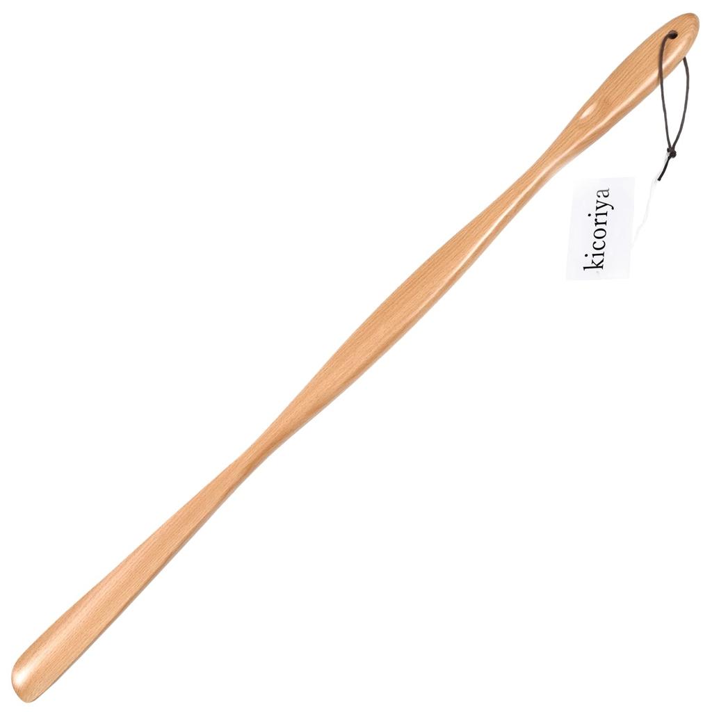 Kicoriya Langer Holzschuhlöffel, 75 cm lang, Stilvoll, mit Tuch, zur einfachen Verwendung ohne Bücken