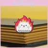 Unique Cartoon Lazy Cat Brooch Creative Flame Design Badge For Stylish Decoration