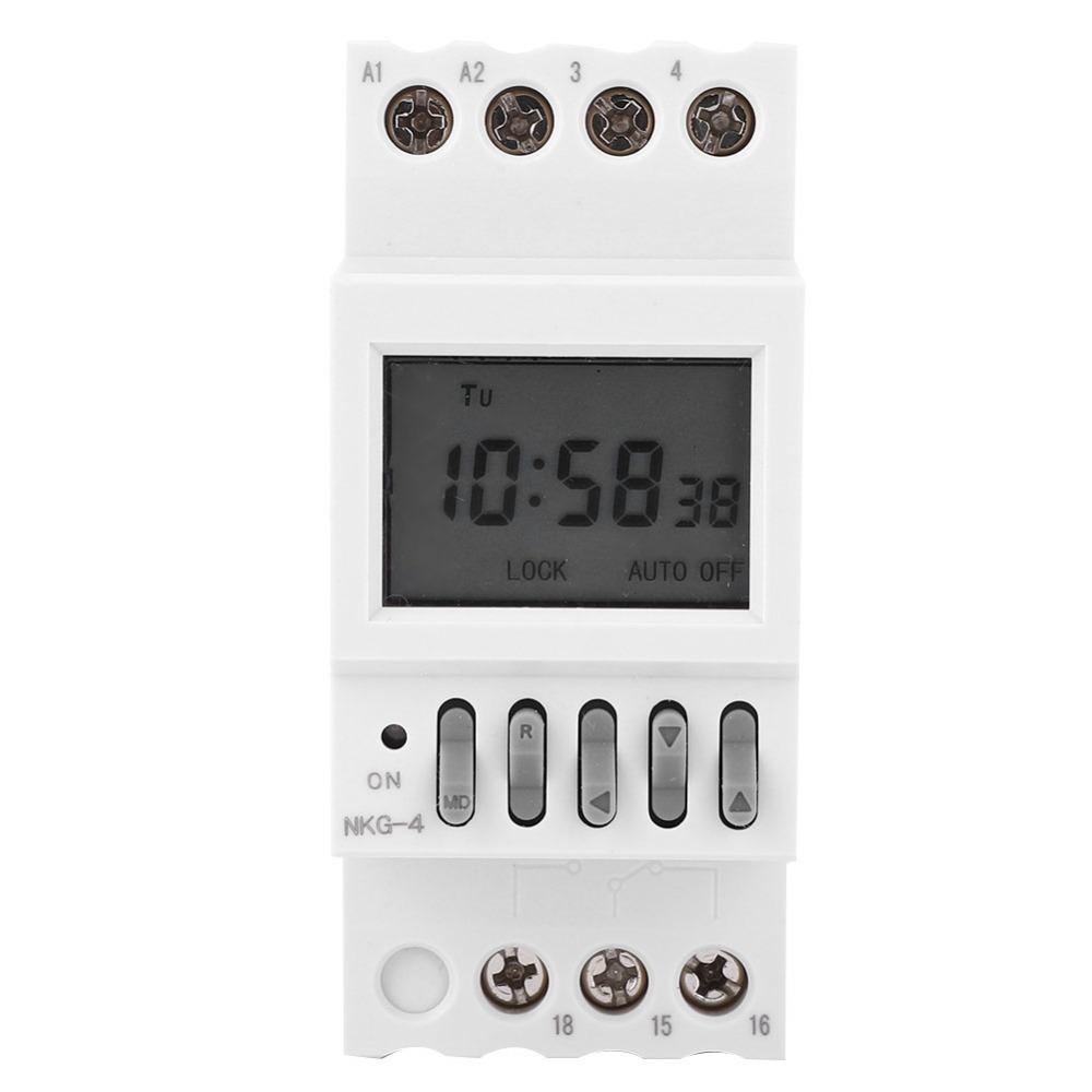 

NKG-4 Programmable Timer Switch Din Rail 40 Groups Timing Control Switch AC220V 3A Intelligent Microcomputer Timer білий