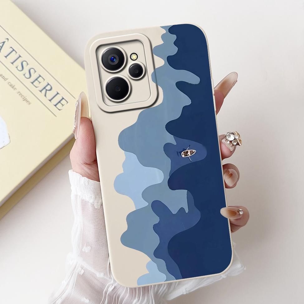 For Realme10 5G China RMX3663 Cover For Realme 10 5G Case Silicone Luxury Fashion Flowers Kawaii Cute Cat Shockproof Phone Case