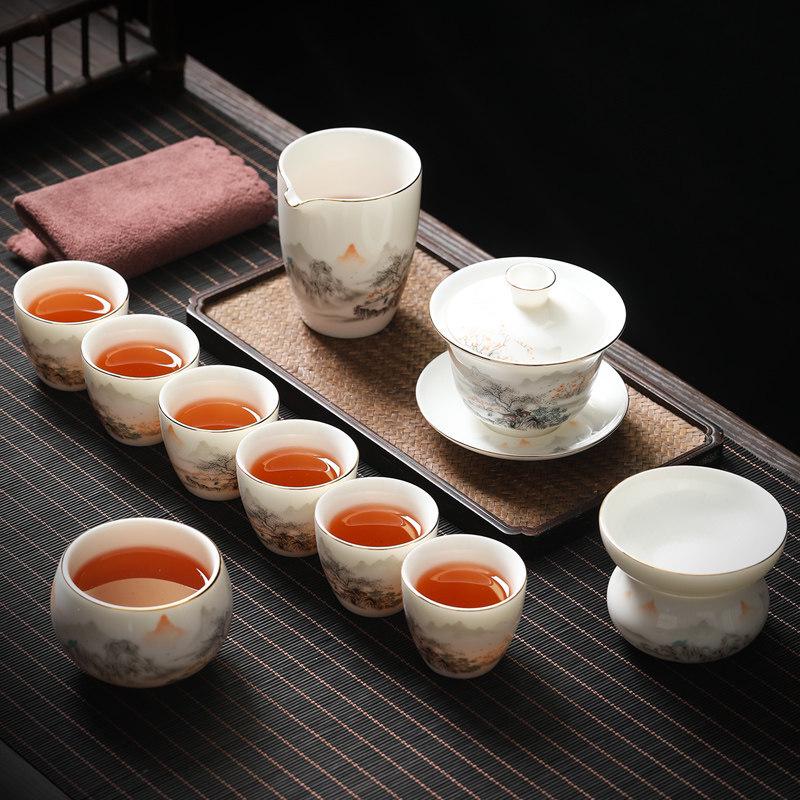 ChaXun Jiangshan Ru Hua Mutton-Fat Jade Porcelain Kung Fu Tea Set