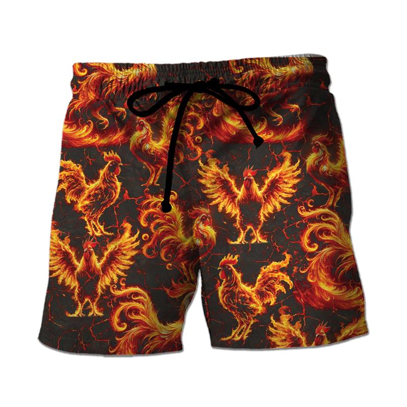 Fashion Funny Chicken Graphic Printed Men's Beach Shorts 3D Printing For Men's Casual Shorts Men's and Women's Sports Shorts