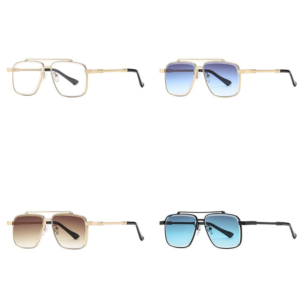 Mens Classic Square Metal Sunglasses With Gray Lenses For Outdoor Activities And Parties