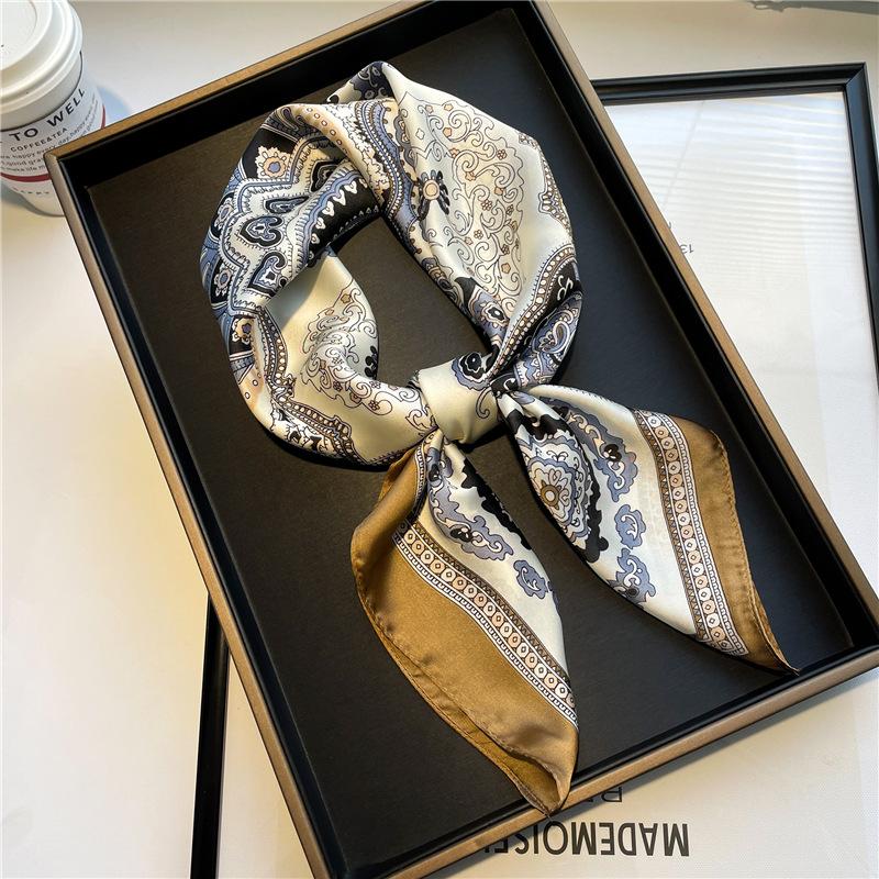1PS Fashion Scarf For Women Classic Square Scarves Spring And Summer Headscarf Breathable Lightweight Soft Satin Neckcheif