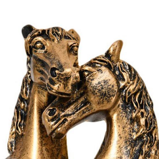Doppelpferdekopf-Skulptur Harz Liebende Pferdefigur für Wohnzimmer Schlafzimmer Dekor Romantische Reiterstatue für Pferdeliebhaber Jubiläum