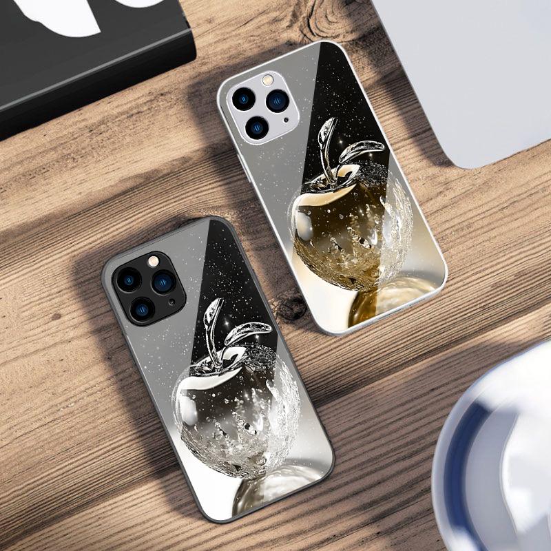 Transparente Kristall-Apfel-Hülle für iPhone 16 Pro Max 15 Pro 14 13 12 Mini 11 XS M Ax XR 7 8 Plu SE 2022 Hülle aus gehärtetem Glas
