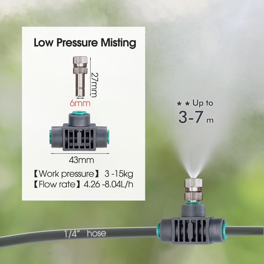 45W Pump Garden Irrigation Kit 0.6mm Misting Cooling System Self-priming 110-240V Power Supply Fine Atomization Sprayer Fittings