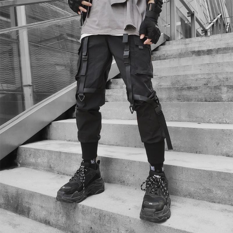 Pantaloni da jogging Pantaloni cargo da uomo Casual Hip Hop Tasca colorata Pantaloni da uomo Pantaloni sportivi Pantaloni streetwear Nastri Pantaloni techwear