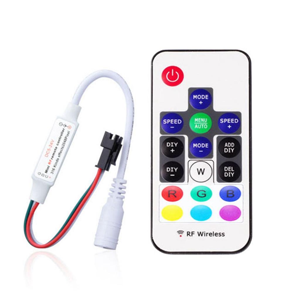WS2811 WS2812B Led pixel Controller USB/DC 14/17/ 21keys RFWith Remote Controller for WS2811 WS2812B SK6812 LED Strip , DC5-24V
