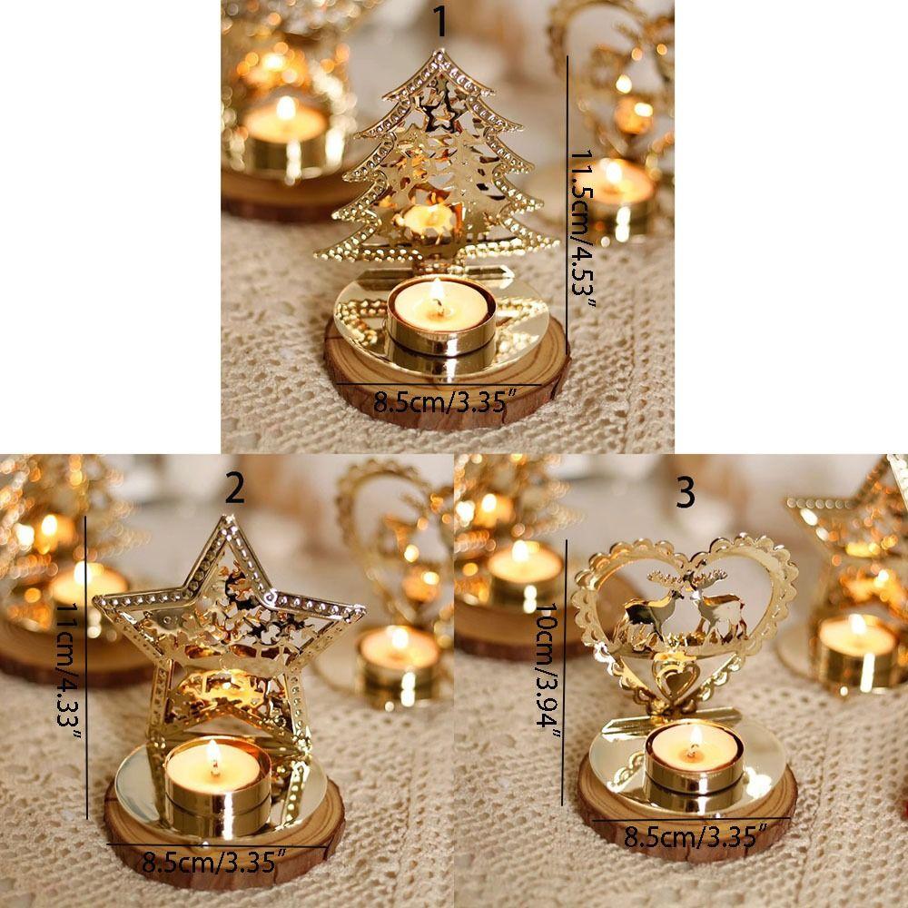 Nordic Hollowed Candle Holder Iron Art Gold Christmas Candlestick Ornament Exquisite Iron Candle Stand Candlelight Dinner