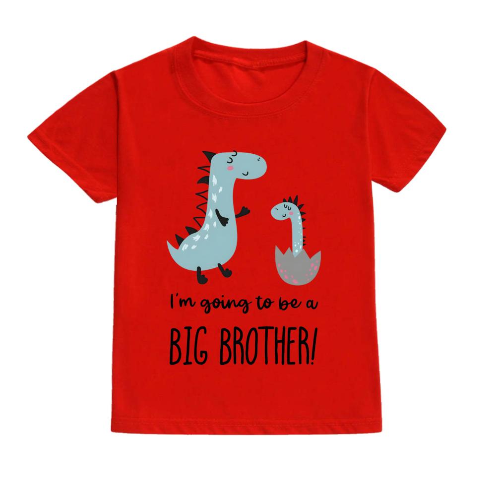 Dinosaur&I‘m Going To Be Big A Brother Print Kid Tee Shirt Casual Short Sleeve Child Tees Top Pregnancy Announcement Clothes