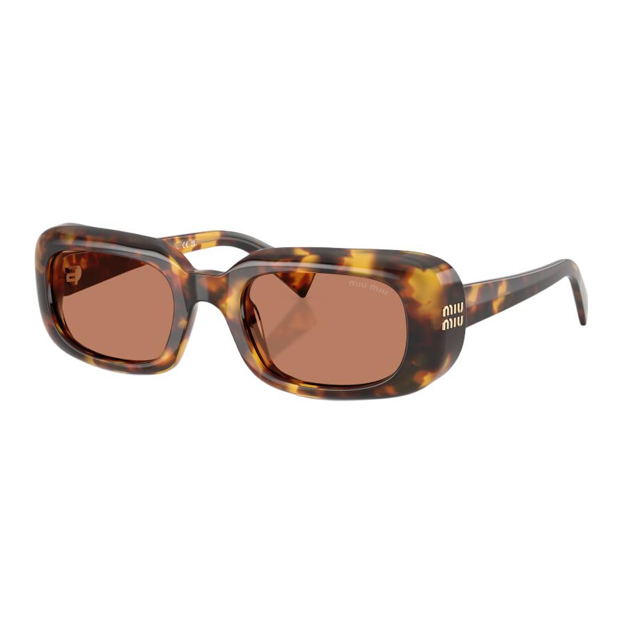 MIU MIU Logo Design Acetate Rectangular Sunglasses Women Sunglasses Tortoise MUB13S14L90Q