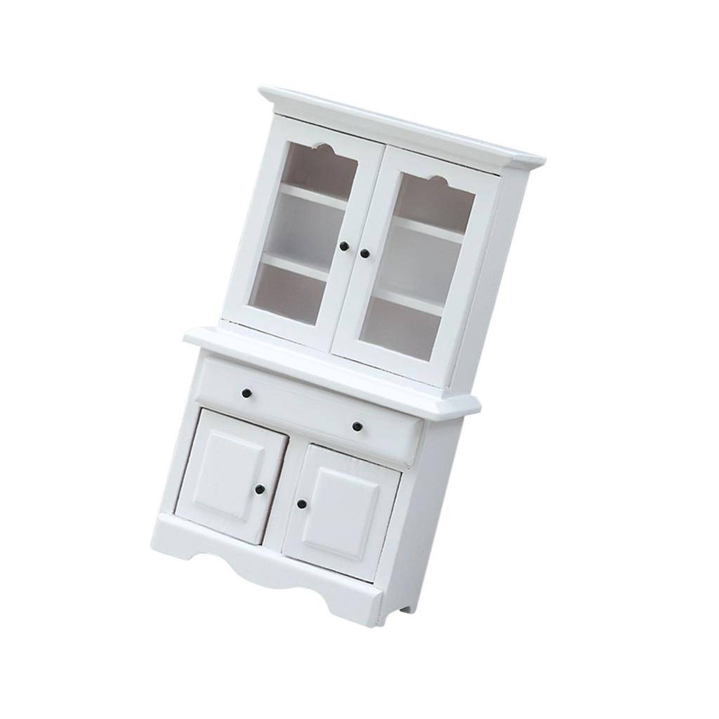 Antique Miniature Cabinet For 1/12 Doll House Room Furnishing with Functional Storage Drawer Scene Display Accessory