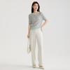 Women's Contrasting Striped Short-Sleeved Thin Knit Shirt