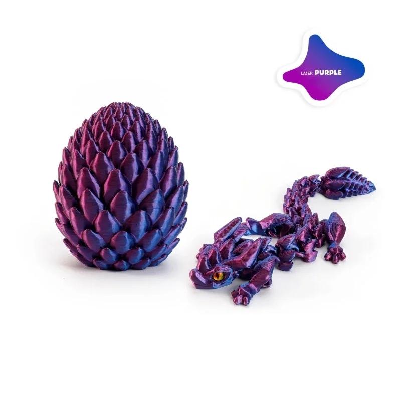12cm 3D Printed Easter Eggs with Icy Crystal Mini Dragon Articulated Dragon Figure Easter Basket Stuffers Party Favors for Kids