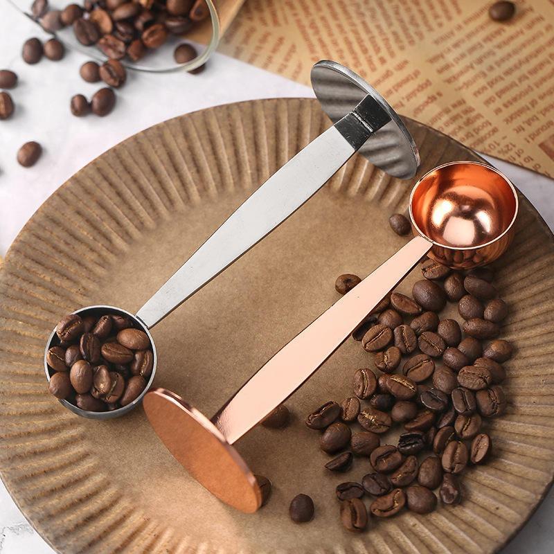 Stainless Steel Coffee Scoop Measuring Tablespoon Stand-up Coffee SpoonTamping 2 In 1 Kitchen Powder Measuring Scoop Coffee Tool