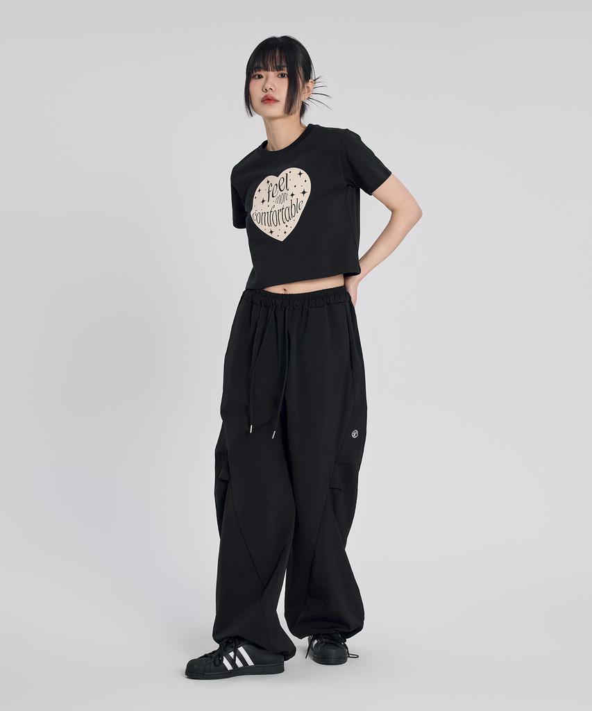 SLOW RECORD HOUSE Parachute Flare Pants_Black