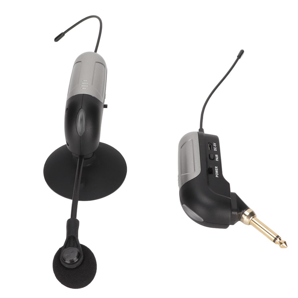 Wireless Instrument Microphone Shockproof 360 degrees  Gooseneck UHF Mic Transmitter Receiver for Guitar