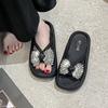 Thick-bottomed Cool Slippers Women's New High-end Sequined Bows In Summer 2025 Korean Style Fashion Outer Slippers