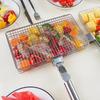 Stainless Steel Grill Net Smoked Grilled Meat Basket Rectangular Folding Grilling Basket Outdoor Camping Barbecue Cooking Tool