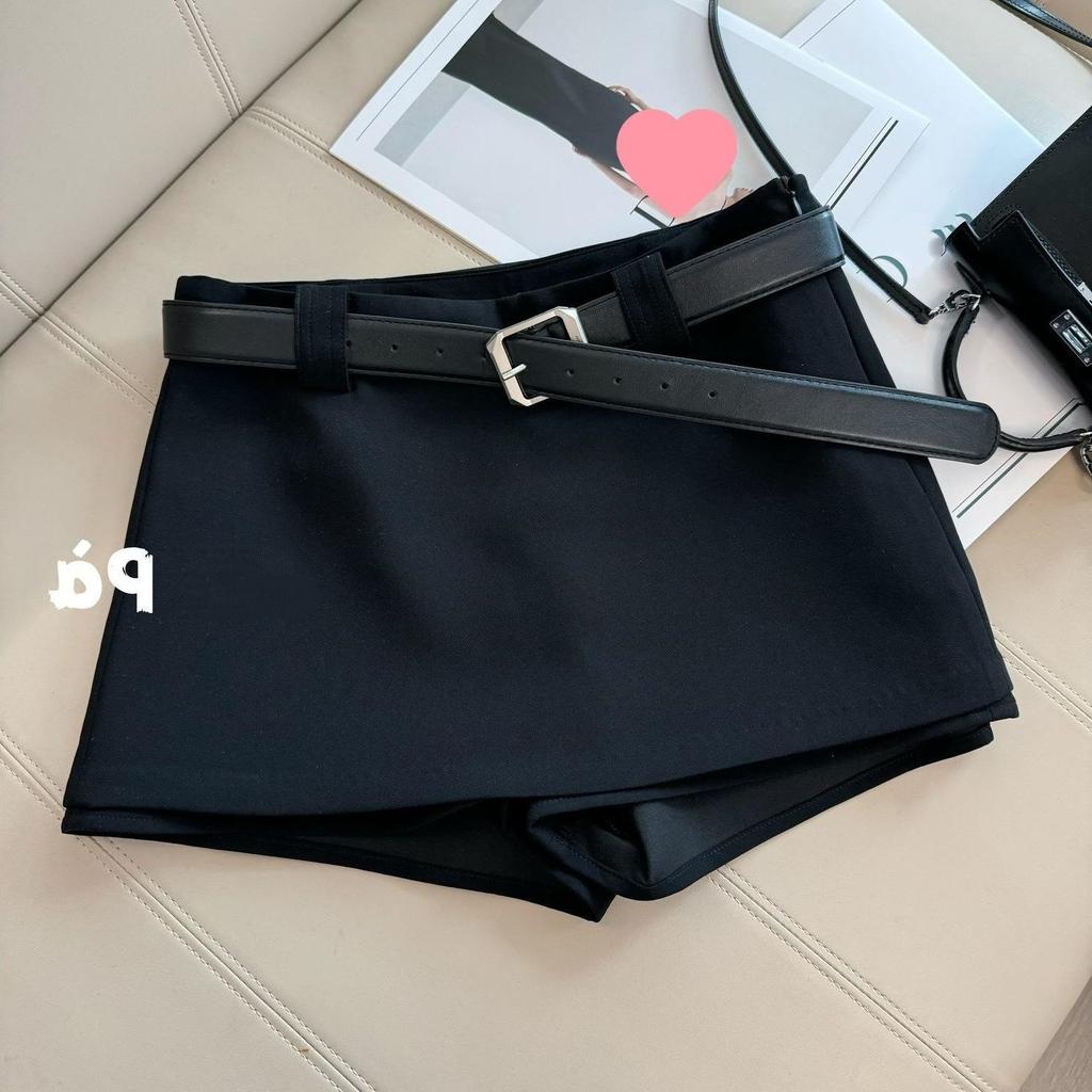 Black White Office Lady Suit Skirts Sexy Tight Shorts Package Hip Skirt Ladies Korean Fashion All-Match with Belt A-Line Skirts