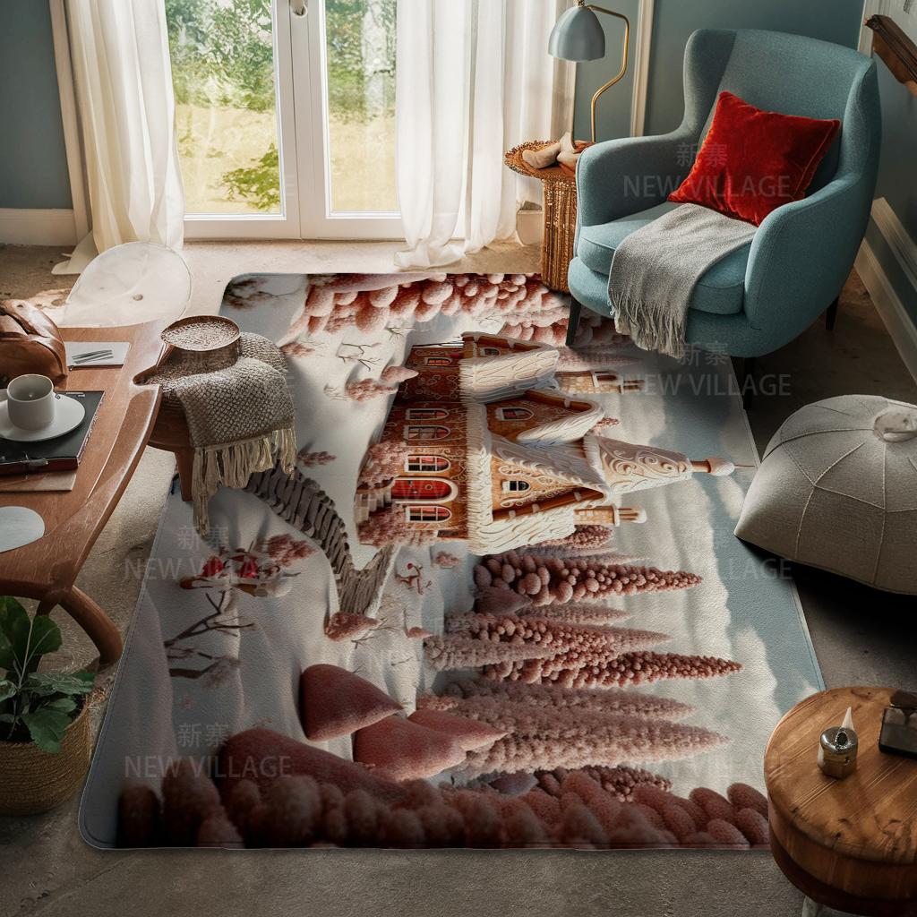 House Entrance Carpet Home Door Mat Living Room Bath Foot Bathroom Non-slip Water Absorption Rugs Bath Merry Christmas Winter