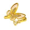 Medieval Vintage Flower Butterfly Enamel Diamond Open Ring Stacked With Niche High-End Light Luxury Ring Woman