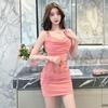 Chic Spicy Girl Sexy Camisole Dress: Slimming Waist-Cinching Pleated Mesh Hip Wrap Skirt