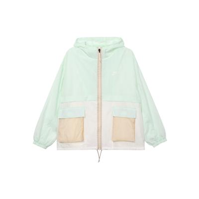 Dizajn Color Block Potlačené Logo Značky Bunda s Kapucňou Dámske bundy Svetlomodrá DZ3036-311