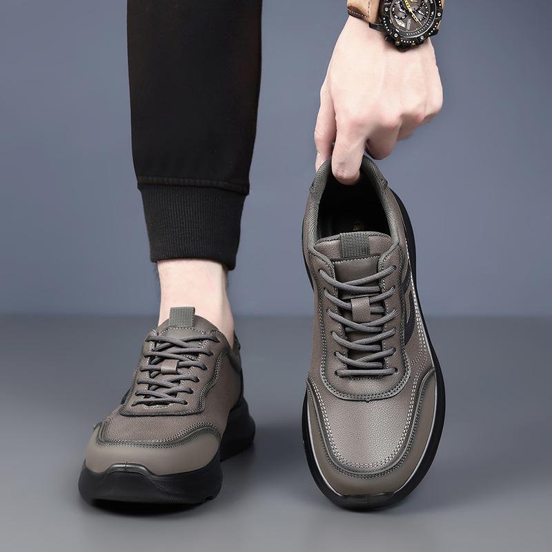 2025 Ademende Leren Heren Wandelschoenen & Hardloopschoenen – Trendy Koreaanse Stijl voor Herfst/Winter