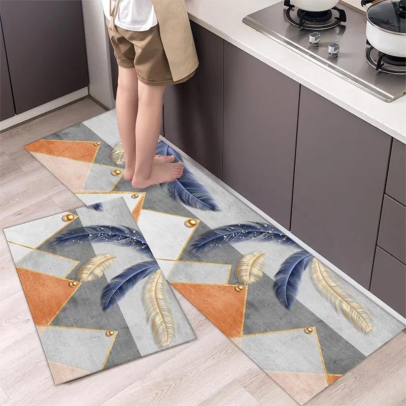 Cute Cat 'Happy Every Day' Kitchen Mat Non-Slip Machine Washable Rug Set for Home Decor Anti-Fatigue Floor Mats