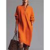 Solides Strick-Midikleid für Damen Frühjahrsmode Knopf Halb geöffnet Hoher Kragen Lockere Kleider Damen Herbst Freizeit Warm Vestidos