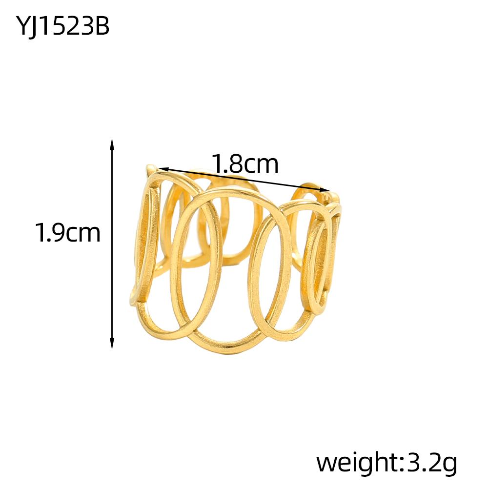 CARLIDANA Vintage Multilayer Sun Stainless Steel Gold Plated Rings for Women Hollow Line Charm Adjustable Men Open Ring Jewelry
