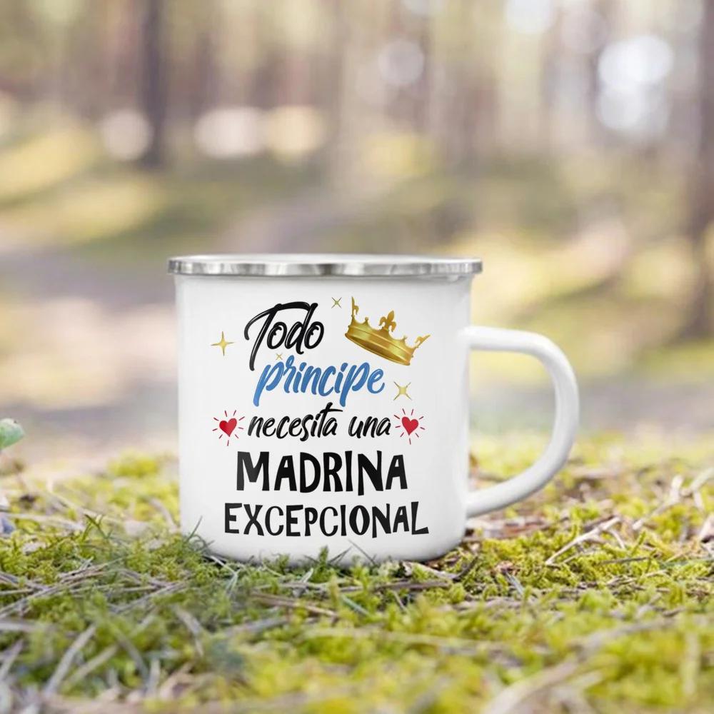 Would You Be My Godmother Printed Enamel Mug Cup Drink Milk Coffee Cups Marraine Request Retro Mugs Best Idea Gifts for Madrina