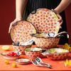 Manhua Yanhong Dish Set Household Retro Tableware Ceramic Large Bowl Rice Bowl Soup Bowl Noodle Bowl Plate Vegetable Plate