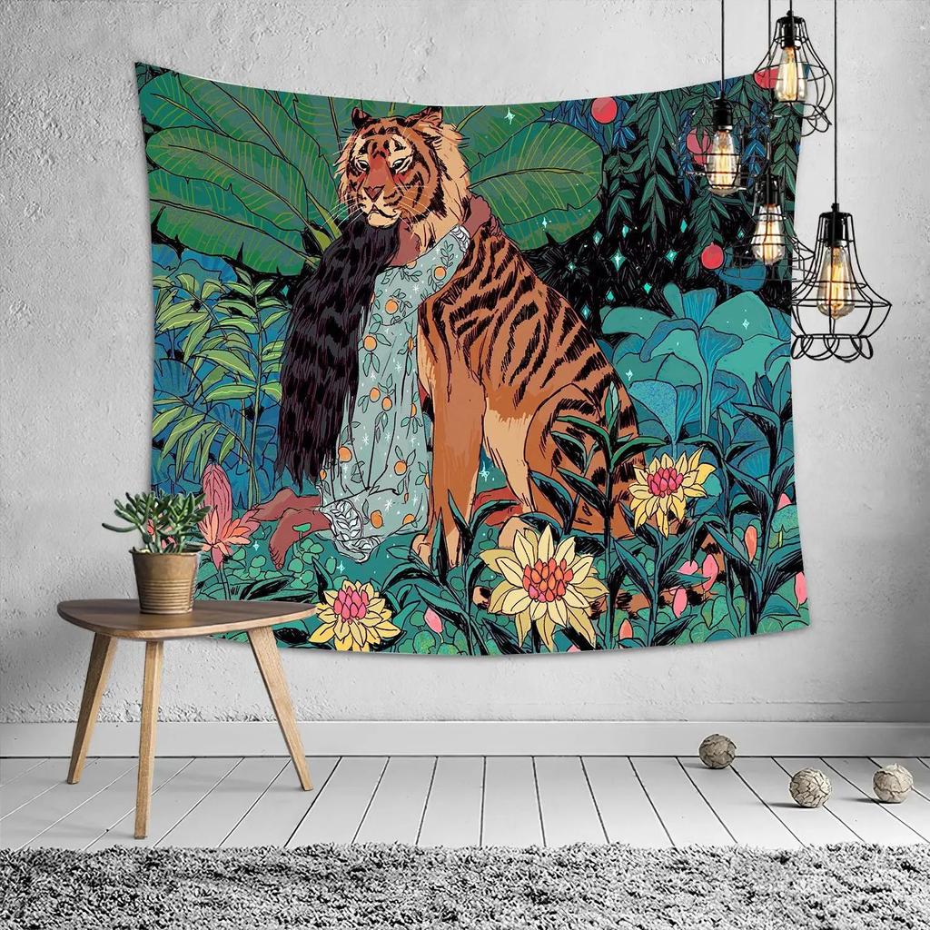 VIKAMA Mount Fuji Tapestry Japan Printed Tapestry Great Wave Off Kanagawa Wall Sofa Bedroom Festive Decorations