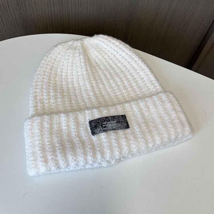 Patch Cloth Men'S And Women'S Knitted Hats Versatile Big Head Circumference Wool Hats Show Face Small Pullover Warm Cold Hats