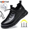 Genuine Leather Men's Safety Shoes Insulated Electrical Shoes Cow Leather Shoes Work Boots Men Puncture-Proof Industrial Shoes
