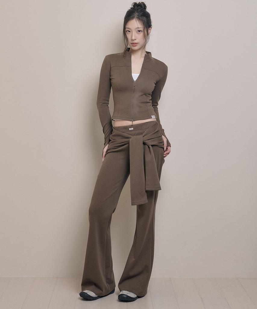 AWOSWEIB Relaxed Slim Zip-Up - Brown