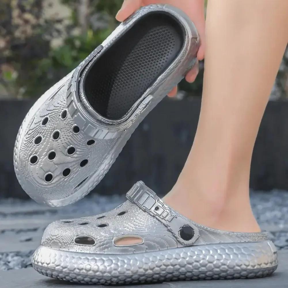 2025New large-sized fashionable thick-soled slippers for men and women, casual sports men's shoes, breathable wading beach shoes